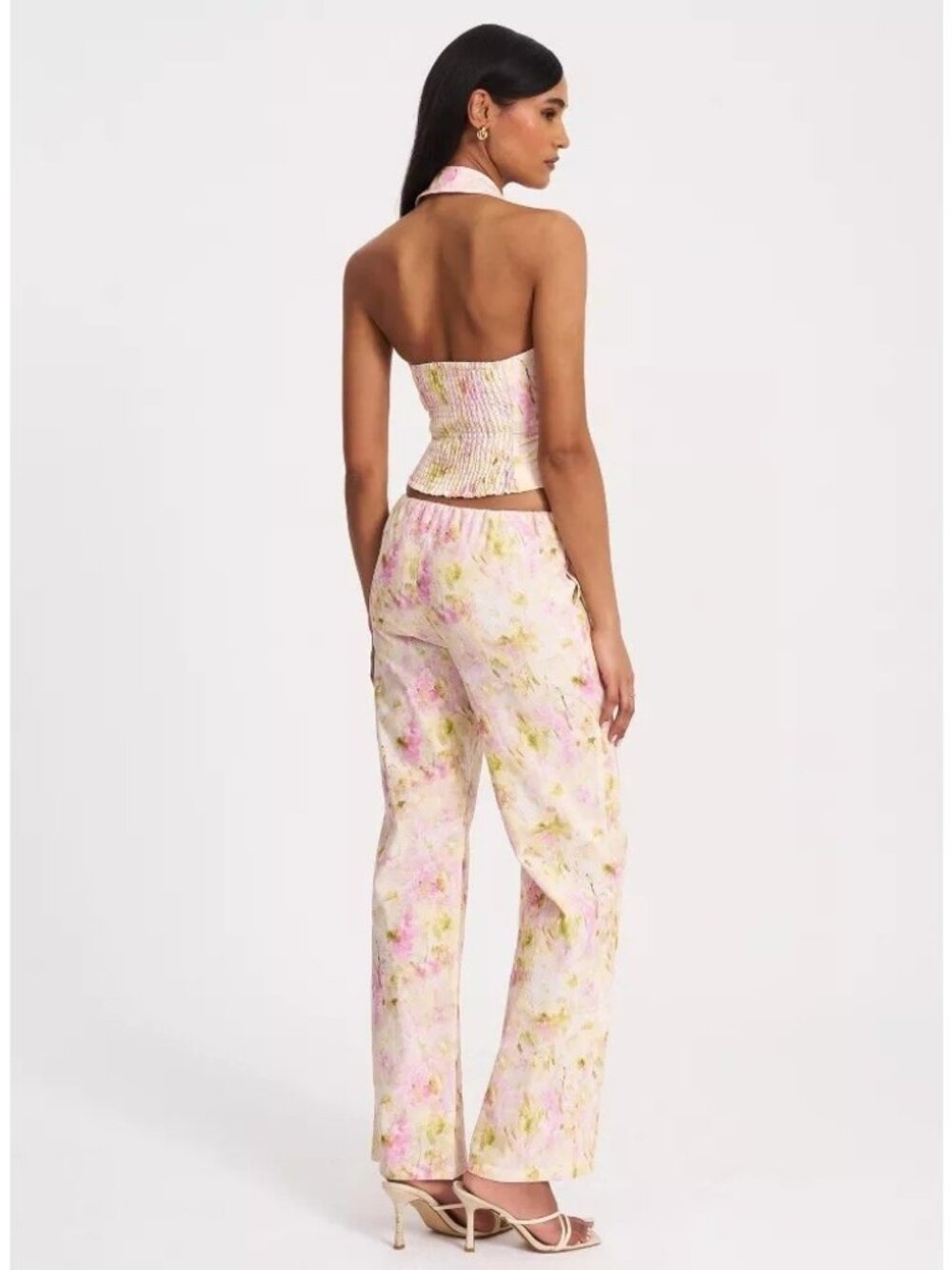 Miss Circle Pink Floral Linen Blend High Rise Drawstring Pants -- Sz Small READ - Picture 5 of 10